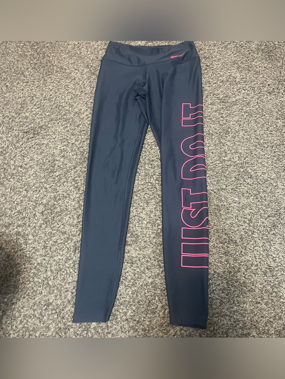 Nike Leggings in Navy with Pink "JUST DO IT" Outline